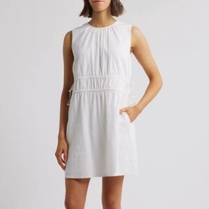 Charles Henry Women's White Drawstring Waist Linen Blend Minidress Size M